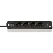 Brennenstuhl Ecolor strāvas pagarinātājs 4 ligzdas 2 Usb uzlādes un slēdzis 1,5M  1153240026 4007123654789