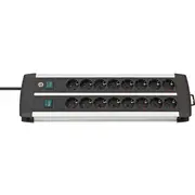 Brennenstuhl Premium-Alu-Line Steckdosenleiste 16-Fach Duo Black/Silber, 3 Meter, mit 2 Sicherheitsschaltern  1391000916 4007123650446