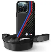Cits mobilo telefonu aksesuārs Bmw  Bmhcp16L23Psvtk iPhone 16 Pro 6.3Quot black/black hardcase M Edition Carbon Tricolor Lines Amp Strap Bmw000944-0 3666339324384