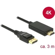 Delock Displayport Kabel Dp - Hdmi St/St 4K 3.00M Black  85318 4043619853182 85444290