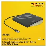 Delock externes Gehäuse 5.25 Slot-In Slim Sata 9,5/12,7Mm  42604 4043619426041 84733080