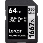 Lexar Sdxc 64Gb Professional 1667X Uhs-Ii U3  120/250 Mb/S Lsd64Gcb1667 0843367115174 Rf-Sd-Lxe-066