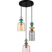Italux Namos Pnd-27092-3A-Mc-Bro modernā metāla griestu lampa ar stikla abažūru bļodas formā 3X40W E27 Black/Multicolor  5900644348160