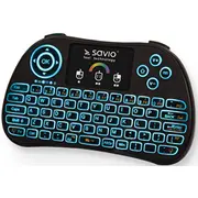 Savio Kw-03 Bezvadu Kompakta Klaviatūra Pc / Ps4 Xbox Smart Tv Android  Touchpad Melna Ar Rgb Apgaismojumu 5901986045441
