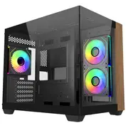Obudowa Cooler Master case Elite 481 Wood, mATX, Przezroczysta boczna ściana, 3X 120Mm Argb Fan, Black  E481-Khnn-S00 4719512160817