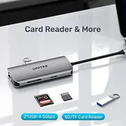 Hub Usb Unitek Aktywny hub Usb-C 5Gbps, 2X Hdmi 4K, czytnik kart, Rj-45, Pd 100W  D1122A01 4894160052254
