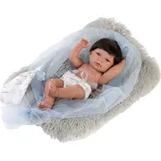 Llorens 73803 Vinila lelle mazulis 40 cm Nico ar pelēku mīkstu spilvenu un zilu autiņu mīkstā rotaļlieta dou  8426265738038
