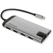 Usb-C Verbatim Adapter Usb 3.1 Gen 1/ 3.0 x 3 Hdmi Rj45  49142 0023942491422 84718000