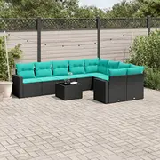 vidaXL 10 daļu dārza atpūtas mēbeļu komplekts ar spilveniem, Black  3219437 8721012980389