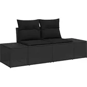 vidaXL 6 daļu dīvānu komplekts ar spilveniem Black polirattans  3355802 8721288360731