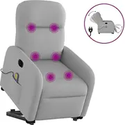 vidaXL Elektriska masāžas krēsls ar pacelšanas funkciju, izvelkams, Grey  3303011 8721102959936