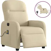 vidaXL Elektriska masāžas krēsls, izvelkams, cream, audums  3302970 8721102959523