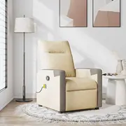 vidaXL Saliekams masāžas krēsls, cream, ar auduma apdari  4104847 8721158657916