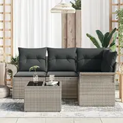 vidaXL 5 daļu dārza dīvānu komplekts ar spilveniem Grey polirattans  3345352 8721158949387