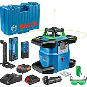 Bosch Powertools Akku-Rotationslaser Grl 650 Cvhg Professional, 18Volt, mit Halterung Blau, Akku Procore18V 4,0Ah, Koffer, grüne Laserlinie  0601061V00 4059952593654