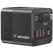 Verbatim 32217 Gan Tīkla Lādētājs 65W  2X Usb-C / Usb-A Adapteris 023942322177