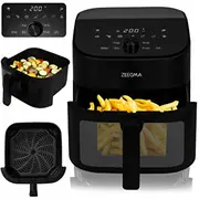 Bez eļļas cepeškrāsns Air Fryer liela 6,5L 1600W 10 programmas Xxl jaudīga  Ze-Knapper Chef Black 5903771708289