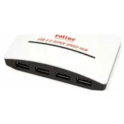 Usb koncentrators Roline 3.2 Gen 1, Black-White, 4 porti, ar barošanas bloku  14.02.5027 7611990199914