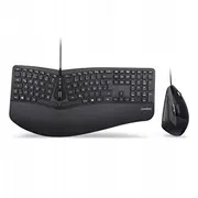 Klaviatūra un pele Perixx Periduo-505B, vācu, vadu Usb ergonomiska dalīta klaviatūra vertikāla komplekts, Black  57215G 4049571002620