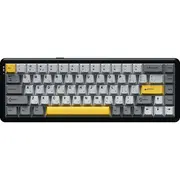 Bezvadu mehāniskā spēļu tastatūra Ak680 Max 88K Magnetic Switch ar melniem, pelēkiem un dzelteniem taustiņiem, Rgb, alumīnija pozicionēšanas plāksne, 3 modeļu versijas  Ak680-M-Bgy-A 6976412985034