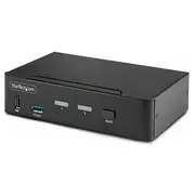 Startech.com 2-Portu Displayport Kvm pārslēdzējs, 8K 60Hz / 4K 144Hz, vienas displeja atbalsts, Dp 1.4, 2X Usb 3.0 porti, 4X 2.0 Hid pogas un karsto taustiņu pārslēgšana, Taa atbilstīgs - neatkarīgs no operētājsistēmas, metāla korpuss D86  D86A2-2-Port-8K-Kvm 065030894906