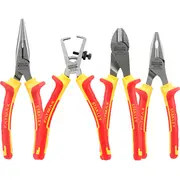 Stanley Zangen-Set Vde Fatmax, 4-Teilig Rot/Gelb, Kombizange, Seitenschneider, Abisolierzange, Spitzzange  4-84-489 3253564844895