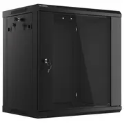 Szafa instalacyjna wisząca 19 12U 600X450Mm czarna Drzwi szklane  Wf01-6412-10B 5901969403138 Szalaewis0012