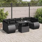 vidaXL 8 daļu dārza atpūtas mēbeļu komplekts ar spilveniem, Black  3326596 8721158740328