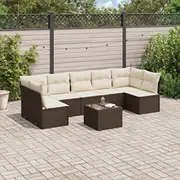 vidaXL 8 daļu dārza atpūtas mēbeļu komplekts ar spilveniem, brown  3249282 8721012882577