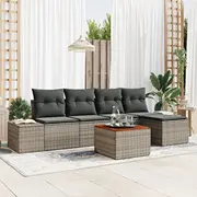 vidaXL 6 daļu dārza dīvānu komplekts ar spilveniem Grey poliratāns akācija  3347944 8721158980588