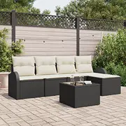 vidaXL Dārza dīvānu komplekts 5 daļas ar spilveniem Dark Polyrattan  3346007 8721158955937