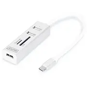 Adapteris Digitus  Usb-C-Hub 3-Port 2.0-3Xa2.0 1Xreader in.Kabel weiß Da-70243 4016032425830