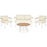 Āra mēbeļu komplekts 4 personām Beliani White-Beige Montesilvano  394208 Bel 4255664826145