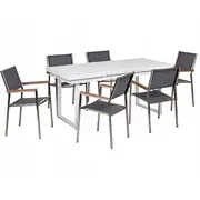 Āra mēbeļu komplekts 6 personām Beliani Valcanetto/Grosseto metāls Grey/White  524964 Bel 4255664886101