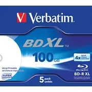 Bluray Verbatim 100Gb  5Pcs Bd-R Jc Printable 43789 0023942437895 85234190