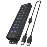Hub Ib-Hub1720-U3 20 port Hub, 96 Watt Psu, 18 x Usb-A Port,2 Usb do ładowania  4250078174080 Nuicyus20000001