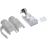 Inline Cat.6A Rj45 aizsargāti savienotāji ar locījuma aizsardzību un ievietošanas vadotni, pelēki, 100 gab. iepakojums  76016A 4043718317097
