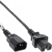 Barošanas kabelis Inline 40 gab. iepakojums Lielapjoma pagarinājuma C15 taisns uz C14 ligzdu Black 1.8M  B-16811B 4043718315994