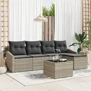 vidaXL 6 daļu dārza dīvānu komplekts ar spilveniem Grey poliratans  3346692 8721158962782