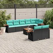 vidaXL 9 daļu dārza atpūtas mēbeļu komplekts ar spilveniem, Black  3226995 8721012839618