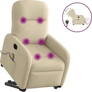 vidaXL Elektriska masāžas krēsls ar pacelšanas funkciju, izvelkams, cream  3303010 8721102959929