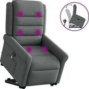 vidaXL paceļams masāžas krēsls, izvelkams, dark grey, audums  3303325 8721102963070