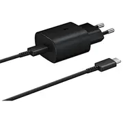 Adapteris Samsung  Ep-Ta800Ebe Ep-Dg980Bbe 25W Travel Charger Usb-C/Usb-C Data Cable Black Oob Bulk 2453214 8596311120329
