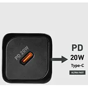 Adapteris Sbs  Tetrgan1C20K 20W Gan Usb-C Wall Charger with Power Delivery - Black 8018417444616