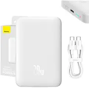 Powerbank Baseus Magnetic, 10000Mah, Usb-C 20W, Magsafe White  Ppcx070002 6932172620639 038864