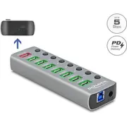 Delock Usb 3.2 Gen 1 Hub mit 7 Ports  Schnellladeport Usb-C Pd 3.0 Port 63264 4043619632640
