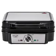 Adler Ad 3083 vafeļu panna 4 vafeles 1800 W Black, Silver  5905575904973 Agdadlopk0036