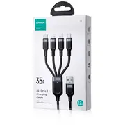 Joyroom 4-In-1 Usb - Lightning/ Type-C/ Micro kabelis Multi-Color Series A18, 3.5A, 1.2M, Black S-1T4018A18L  Jr-S-1T4018A18L-Blk 6956116758622