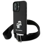 Karl Lagerfeld Saffiano Crossbody Strap Metal and Choupette Aizsargapvalks priekš Apple iPhone 16  Klhcp16Ssakcpbk 3666339329884