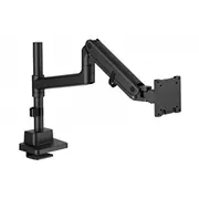 Ramię biurkowe pojedyncze z zaciskiem i sprężyną gazową 1X Lcd max. 57 27Kg, Vesa 75X75, 100X100, czarne  Da-90475 4016032505938 Ajassm000000021